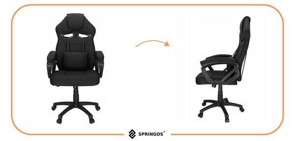 Springos ergonomikus irodai szék, 150 kg, fekete