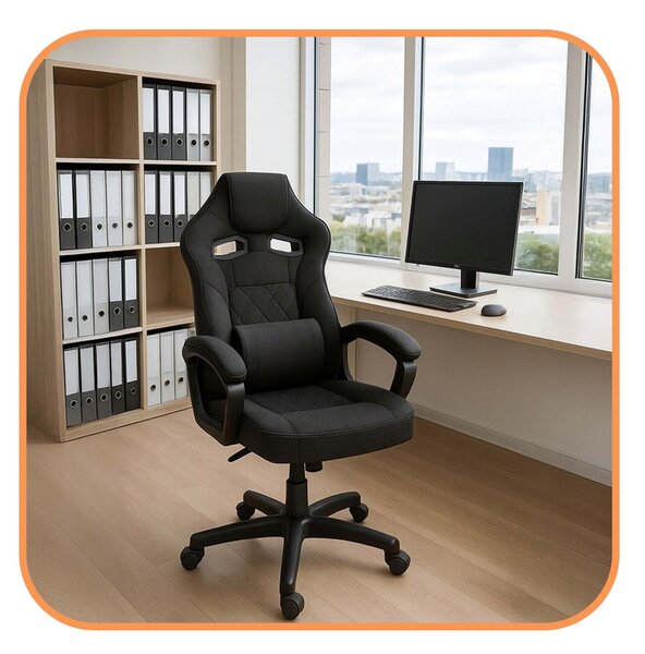 Springos ergonomikus irodai szék, 150 kg, fekete