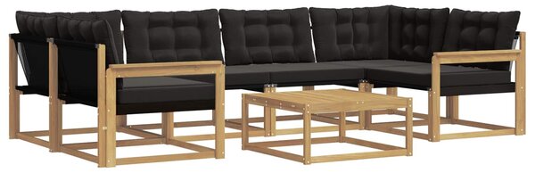 VidaXL Kültéri kanapé szett 7 pcs Fehér és Fekete 79 x 79 x 37 cm