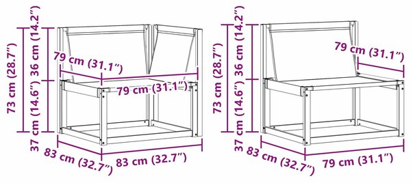 VidaXL Kültéri kanapé szett párnával 5 pcs Természetes és Fekete