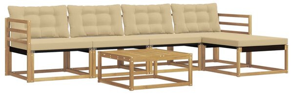 VidaXL Kültéri kanapé szett 6 pcs Fehér és Bézs 79 x 79 x 37 cm