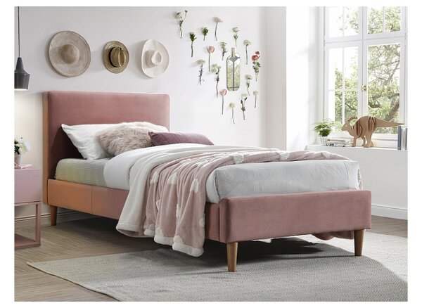 ACOMA VELVET kárpitozott ágy 90 x 200 cm rózsaszín
