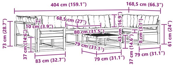VidaXL Kültéri kanapé szett 8 pcs Fehér és Világosszürke