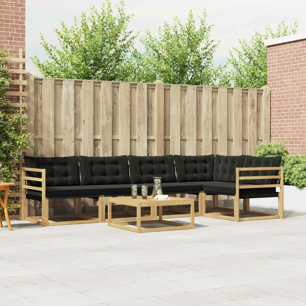 VidaXL Kültéri kanapé szett 6 pcs Fehér és Fekete 79 x 79 x 37 cm