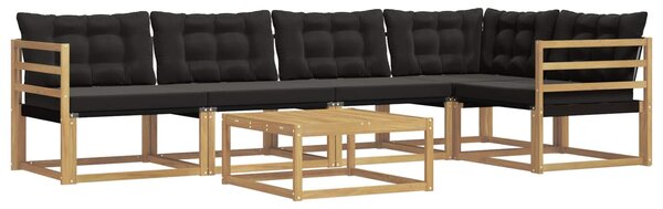 VidaXL Kültéri kanapé szett 6 pcs Fehér és Fekete 79 x 79 x 37 cm