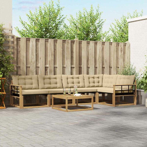 VidaXL Kültéri kanapé szett 6 pcs Fehér és Bézs 79 x 79 x 37 cm