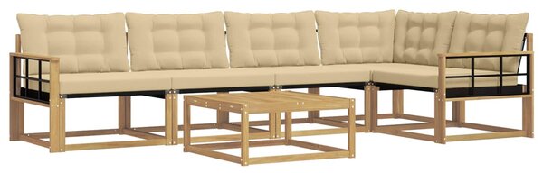 VidaXL Kültéri kanapé szett 6 pcs Fehér és Bézs 79 x 79 x 37 cm