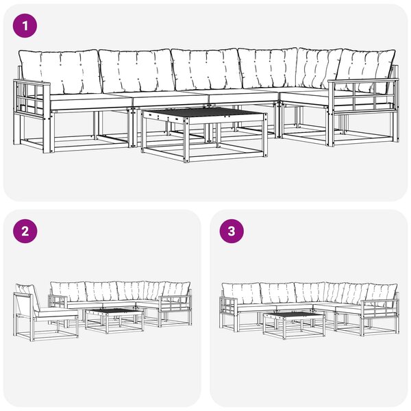 VidaXL Kültéri kanapé szett 6 pcs Fehér és Bézs 79 x 79 x 37 cm