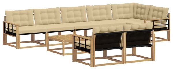 VidaXL Kültéri kanapé szett 9 pcs Fehér és Bézs 79 x 79 x 37 cm