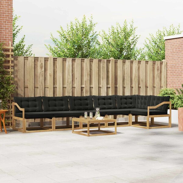 VidaXL Kültéri kanapé szett 7 pcs Fehér és Fekete 79 x 79 x 37 cm