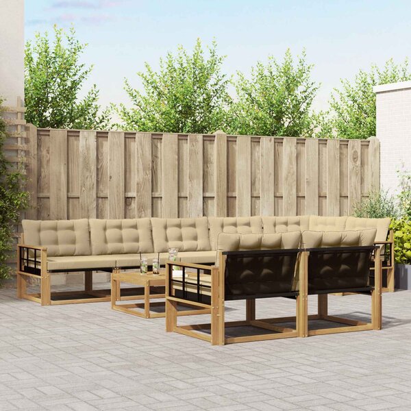 VidaXL Kültéri kanapé szett 9 pcs Fehér és Bézs 79 x 79 x 37 cm