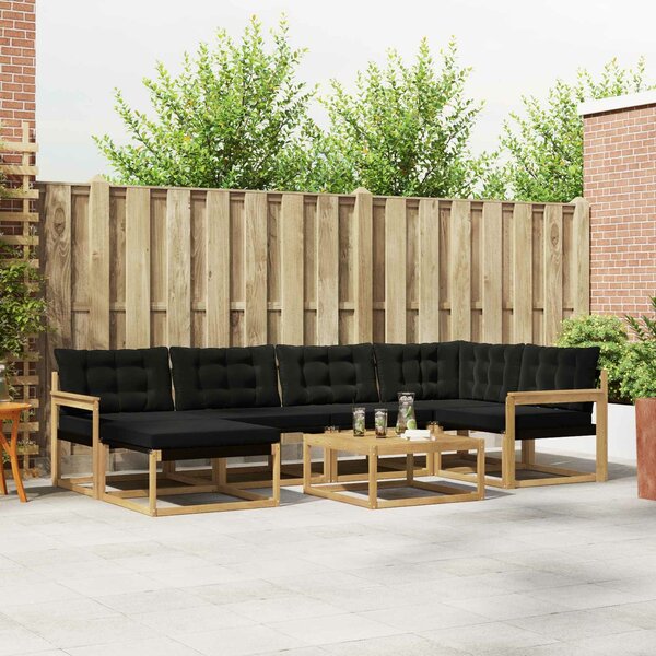 VidaXL Kültéri kanapé szett 7 pcs Fehér és Fekete 79 x 79 x 37 cm