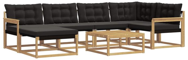 VidaXL Kültéri kanapé szett 7 pcs Fehér és Fekete 79 x 79 x 37 cm