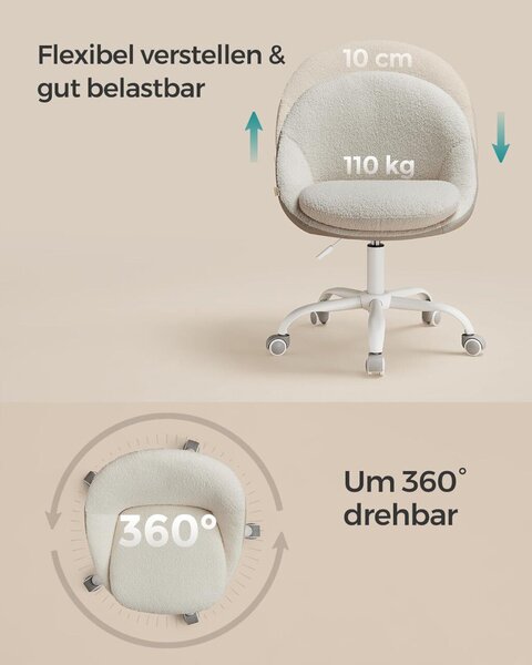 SONGMICS forgószék sherpa bársony cappuccino bézs magasságállítható