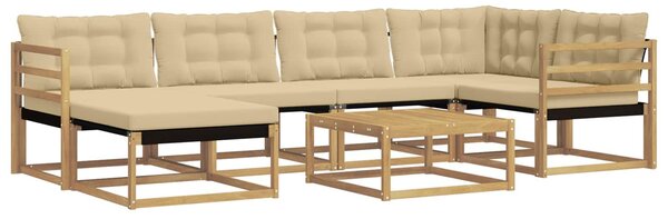 VidaXL Kültéri kanapé szett 7 pcs Fehér és Bézs 79 x 79 x 37 cm