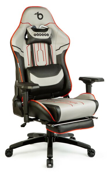 Gamer szék párnával - szürke/fekete/piros- 84 x 52 / 48 x 50 cm