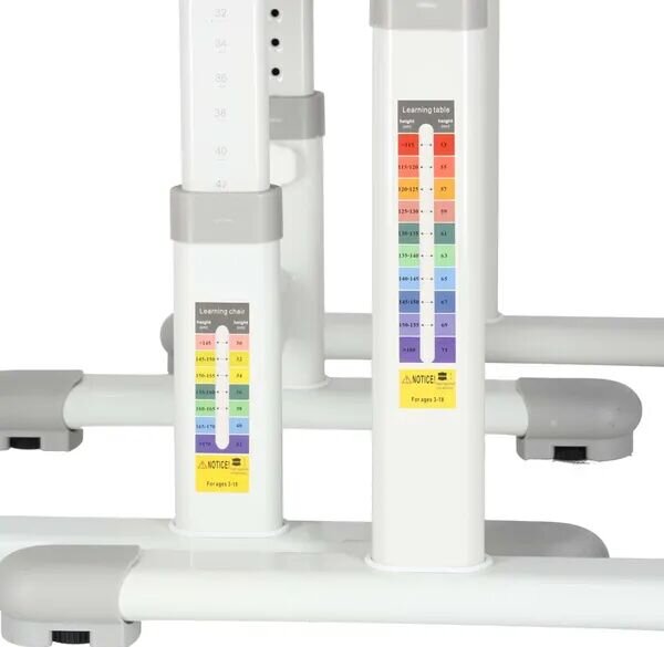 Állítható gyerek íróasztal székkel, USB LED lámpával, szürke