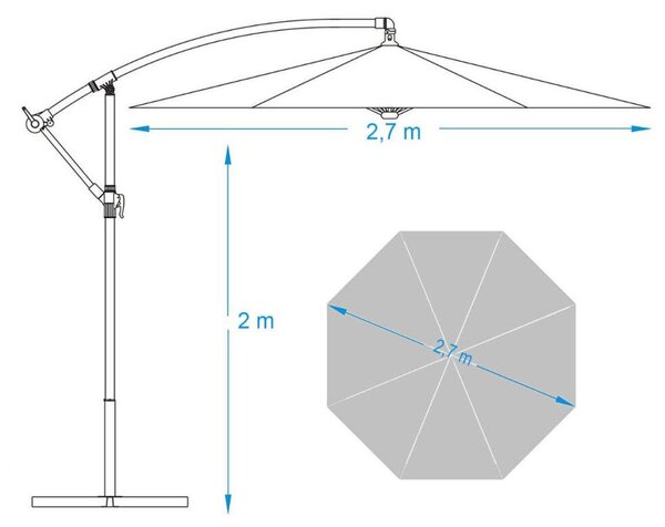 Moxu Kerti Függő Napernyő Talppal, 270cm, Zöld