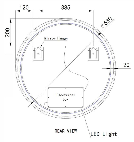 Welland Alpha LED tükör - fényerő + színhőfok állítás - Ø 70 cm
