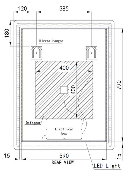 Welland Type-20V LED tükör - fényerő + színhőfok állítás + páramentesítő + szenzoros kapcsoló - 70 x 90 cm