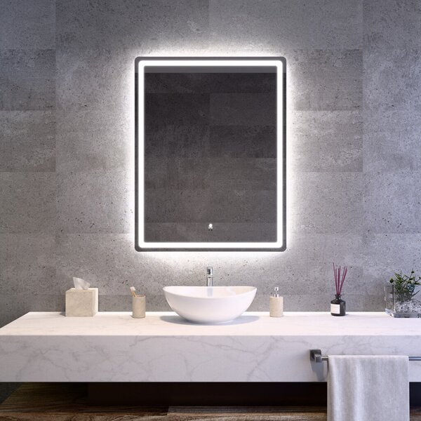 Welland Type-20V LED tükör - fényerő + színhőfok állítás + páramentesítő + szenzoros kapcsoló - 70 x 90 cm