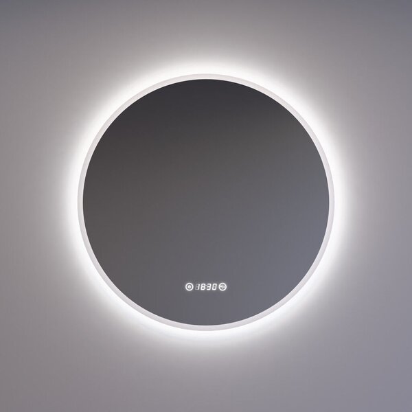 Welland Alpha LED tükör - fényerő + színhőfok állítás + páramentesítő + óra - Ø 70 cm