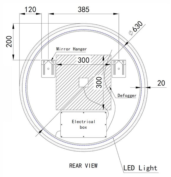 Welland Alpha LED tükör - fényerő + színhőfok állítás + páramentesítő + óra - Ø 70 cm