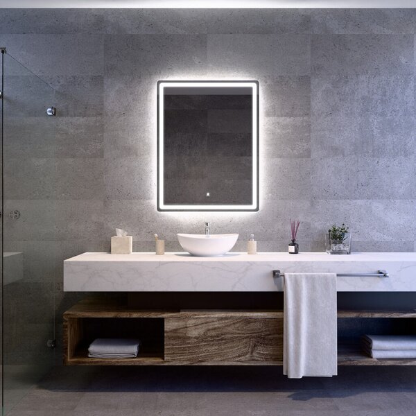 Welland Type-20V LED tükör - fényerő + színhőfok állítás + páramentesítő + szenzoros kapcsoló - 70 x 90 cm