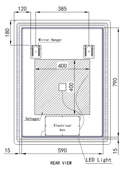 Welland Type-20V LED tükör - fényerő + színhőfok állítás + páramentesítő + óra - 70 x 90 cm