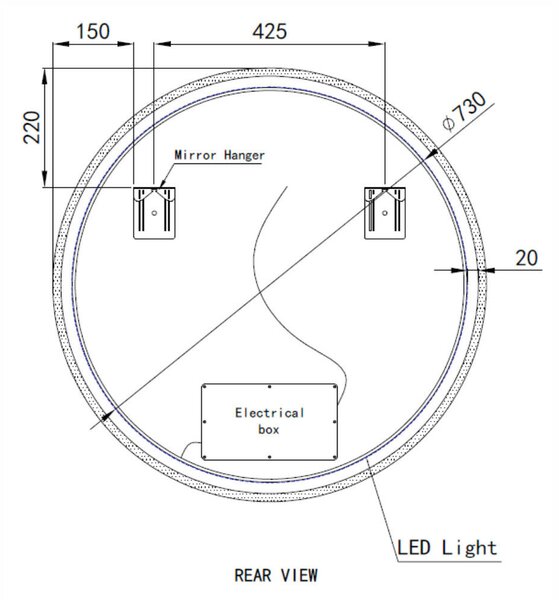 Welland Alpha LED tükör - fényerő + színhőfok állítás - Ø 80 cm