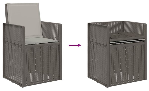 VidaXL Kert étkező szett párnával 7 pcs Világosszürke PP
