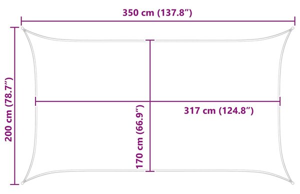 VidaXL Napernyő vitorla Sárga és Fehér 3,5 x 2 m