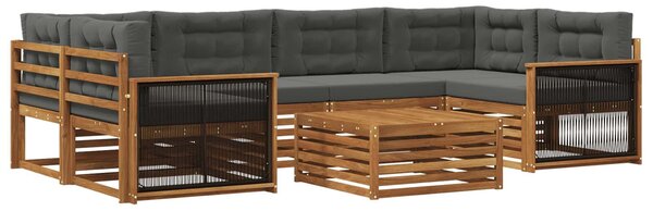 VidaXL Kültéri kanapé szett párnával 7 pcs Természetes és antracit