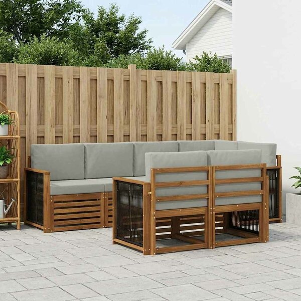VidaXL Szegmentált kanapé szett 6 pcs Természetes és Világosszürke