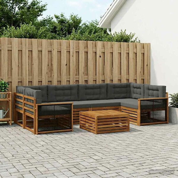 VidaXL Kültéri kanapé szett párnával 7 pcs Természetes és antracit