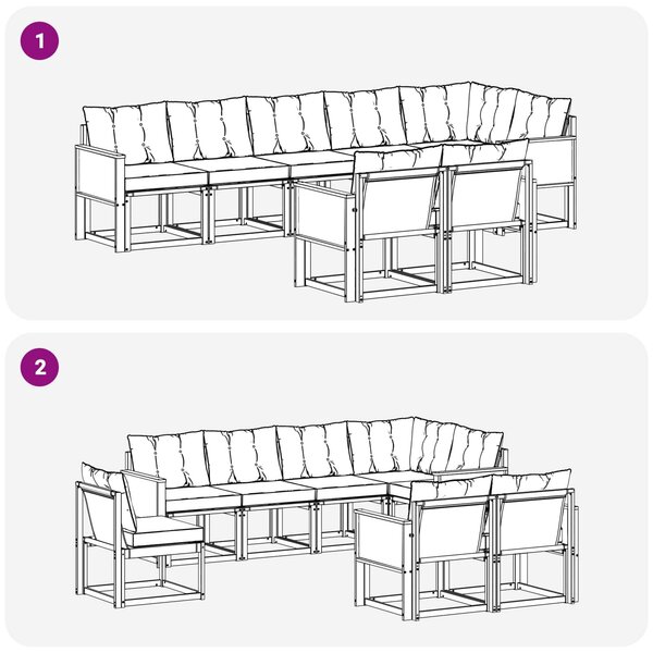 VidaXL Kültéri kanapé szett párnával 8 pcs Természetes és krémszínű