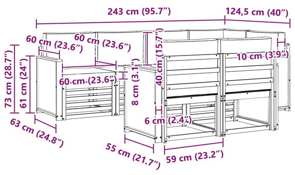 VidaXL Szegmentált kanapé szett 6 pcs Természetes és krémszínű