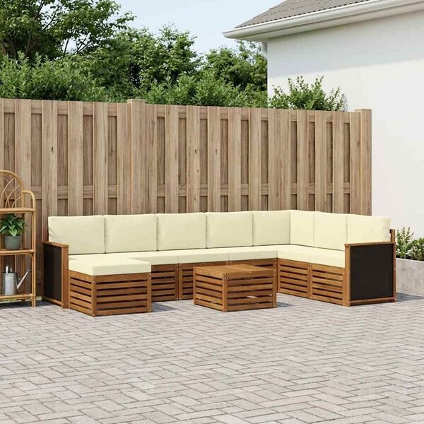 VidaXL Kültéri kanapé szett párnával 7 pcs Természetes és krémszínű