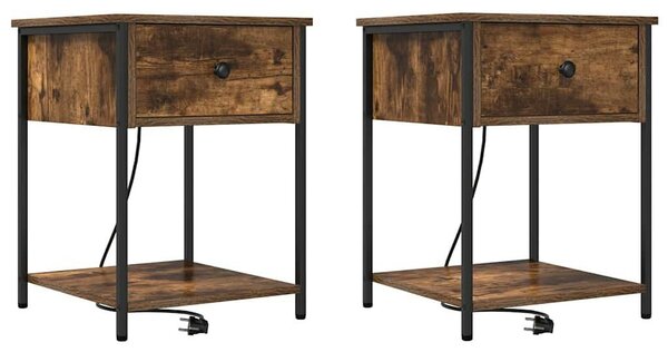 Éjjeliszekrény 2 pcs Füstölt tölgy 42 x 41 x 56 cm Faanyag