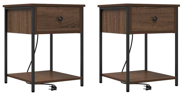 Éjjeliszekrény 2 pcs barna tölgy 42 x 41 x 56 cm Faanyag