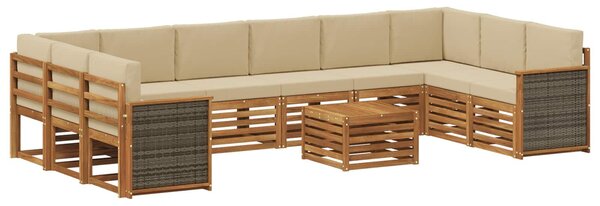 VidaXL Kültéri kanapé szett párnával 8 pcs Természetes
