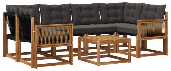 VidaXL Kültéri kanapé szett párnával 7 pcs Természetes és Fekete