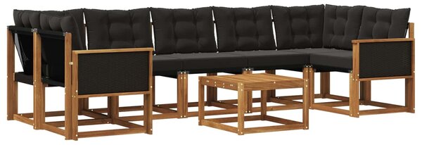 VidaXL Kültéri kanapé szett párnával 8 pcs Természetes és Fekete