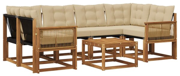 VidaXL Kültéri kanapé szett párnával 7 pcs Természetes és bézs
