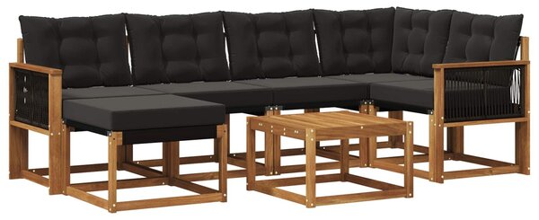 VidaXL Kültéri kanapé szett párnával 7 pcs Természetes és Fekete