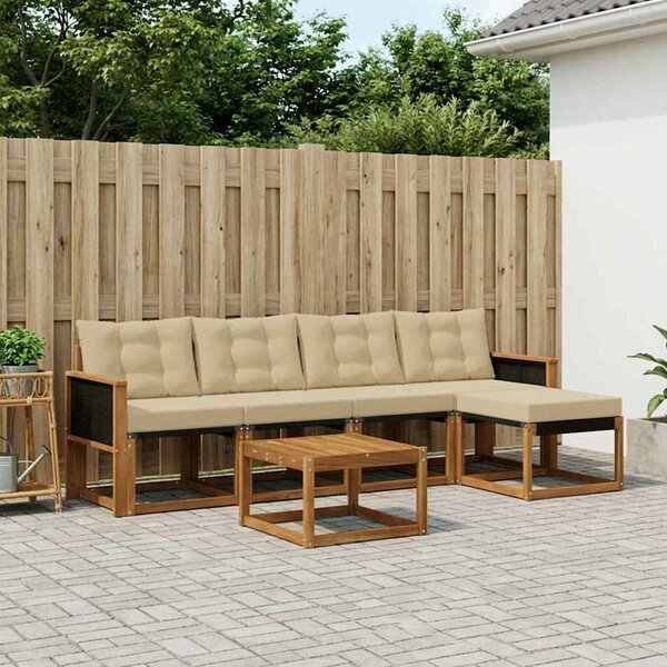 VidaXL Kültéri kanapé szett párnával 6 pcs Természetes és bézs
