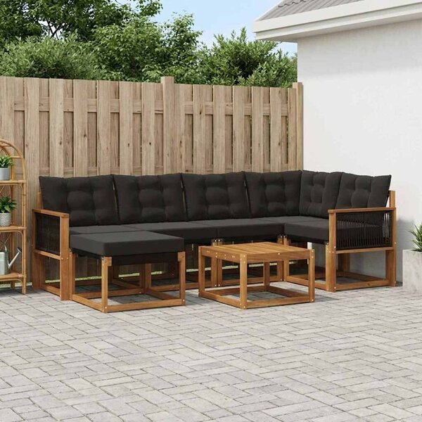 VidaXL Kültéri kanapé szett párnával 7 pcs Természetes és Fekete