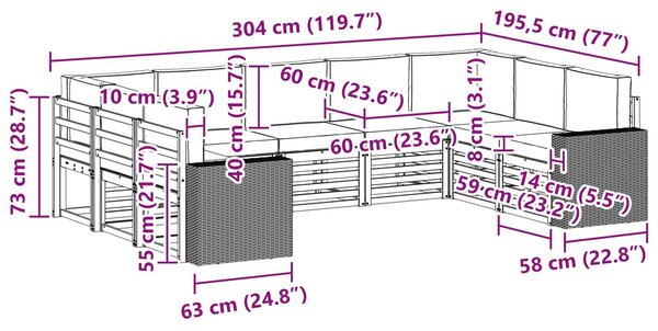 VidaXL Szegmentált kanapé szett 9 pcs Természetes és krémszínű