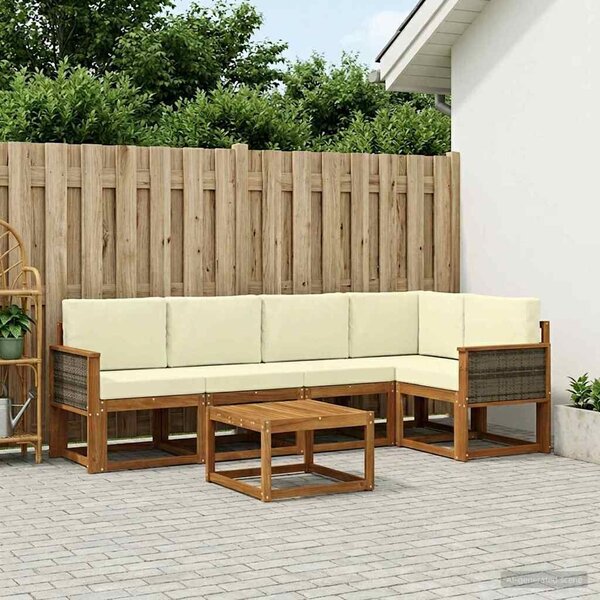 VidaXL Kültéri kanapé szett párnával 6 pcs Természetes és krémszínű