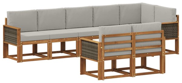 VidaXL Kültéri kanapé szett 8 pcs Természetes és Világosszürke